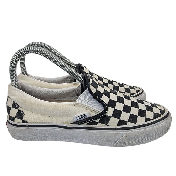 Vans Black and White Checkered Slip-On Sneakers - Picture 7 of 12